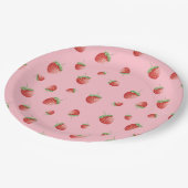 イチゴ誕生日ピンク ペーパープレート (アングル)