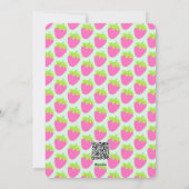 イチゴ誕生日ブルーピンク招待状カード シーズンカード (裏面)