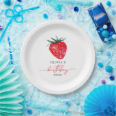 イチゴ誕生日ベリー名プレート ペーパープレート (パーティー)