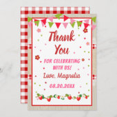 イチゴ誕生日レッドカンコブランケットスイートパーティー サンキューカード (正面/裏面)