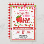 イチゴ誕生日レッドカンコブランケットスイートパーティー 招待状 (正面/裏面)