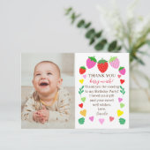 イチゴ誕生日写真サンキューカード サンキューカード (スタンド正面)