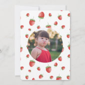 イチゴ誕生日写真サンキューカード 招待状 (裏面)