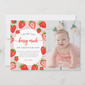 イチゴ誕生日写真サンキューベリー多く サンキューカード (正面)