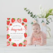 イチゴ誕生日写真サンキューベリー多く サンキューカード (スタンド正面)