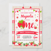 イチゴ誕生日招待状ベリースイートパーティー 招待状 (正面)