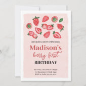 イチゴ誕生日招待状ベリースウィートパーティー 招待状 (正面)
