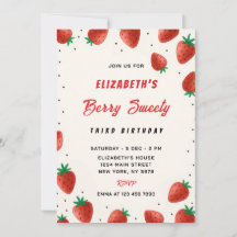 イチゴ誕生日招待状
