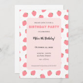 イチゴ誕生日招待状 招待状 (正面/裏面)