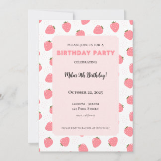 イチゴ誕生日招待状 招待状