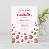 イチゴ誕生日招待状 招待状 (スタンド正面)