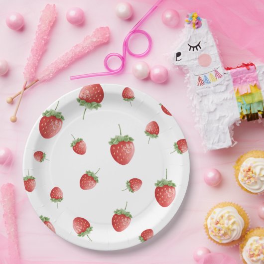 イチゴ誕生日 ペーパープレート (パーティー)