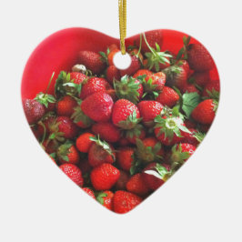 イチゴ赤い果実写真 セラミックオーナメント