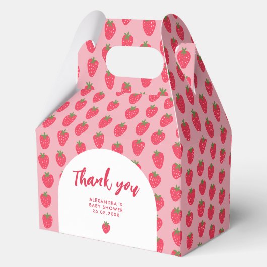 イチゴ赤ちゃんシャワーありがとうお願いボックス フェイバーボックス (正面)