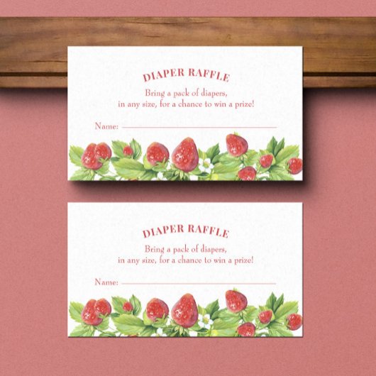 イチゴ赤ちゃんシャワーおむつラッフルインサートカード 名刺