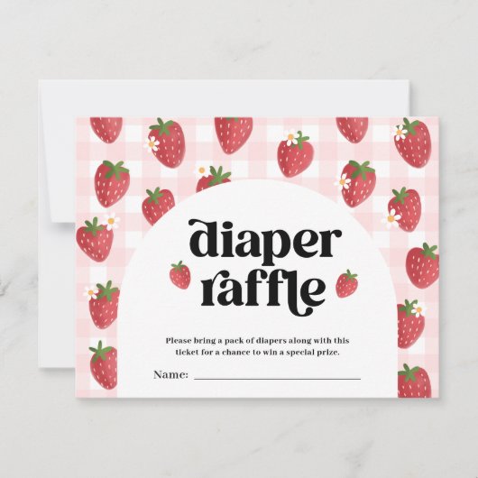 イチゴ赤ちゃんシャワーおむつラッフルカード (正面)