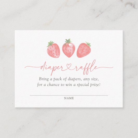 イチゴ赤ちゃんシャワーおむつラッフルチケット エンクロージャーカード (正面)