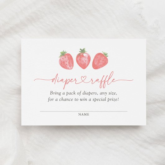 イチゴ赤ちゃんシャワーおむつラッフルチケット エンクロージャーカード
