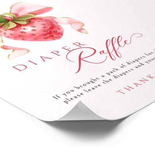 イチゴ赤ちゃんシャワーおむつラッフルテーブルサイン ポスター (角)