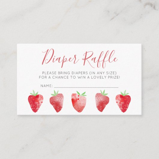 イチゴ赤ちゃんシャワーおむつラッフル エンクロージャーカード (正面)