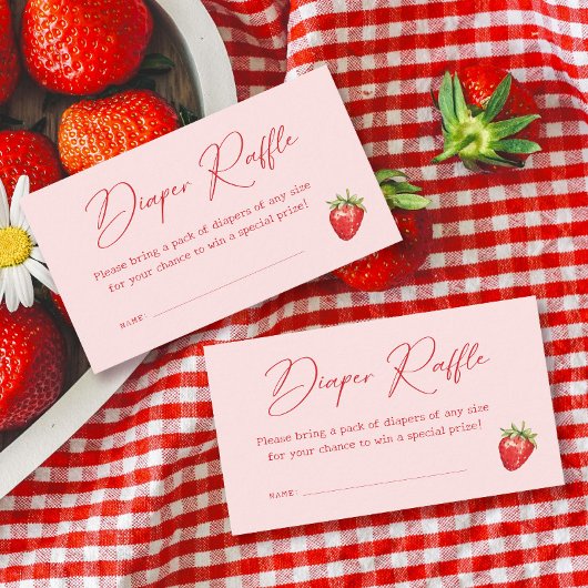 イチゴ赤ちゃんシャワーおむつラッフル エンクロージャーカード