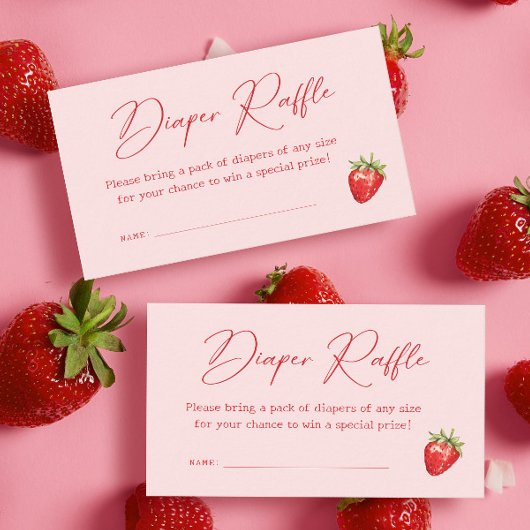 イチゴ赤ちゃんシャワーおむつラッフル エンクロージャーカード