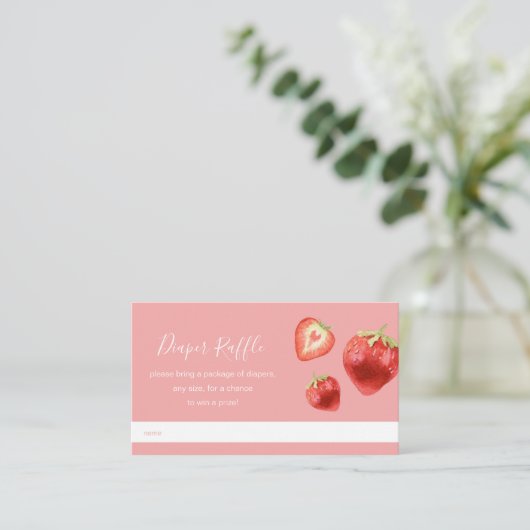 イチゴ赤ちゃんシャワーおむつラッフル エンクロージャーカード (スタンド正面)