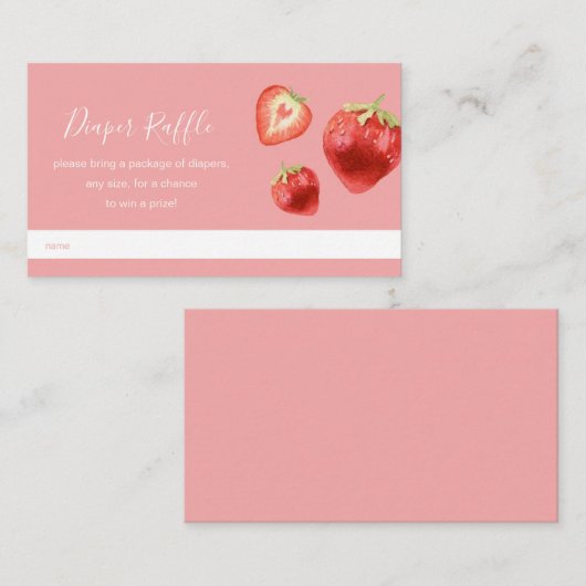 イチゴ赤ちゃんシャワーおむつラッフル エンクロージャーカード (正面/裏面)