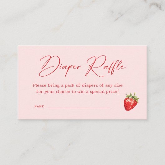 イチゴ赤ちゃんシャワーおむつラッフル エンクロージャーカード (正面)