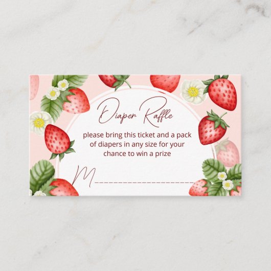 イチゴ赤ちゃんシャワーおむつラッフル エンクロージャーカード (正面)