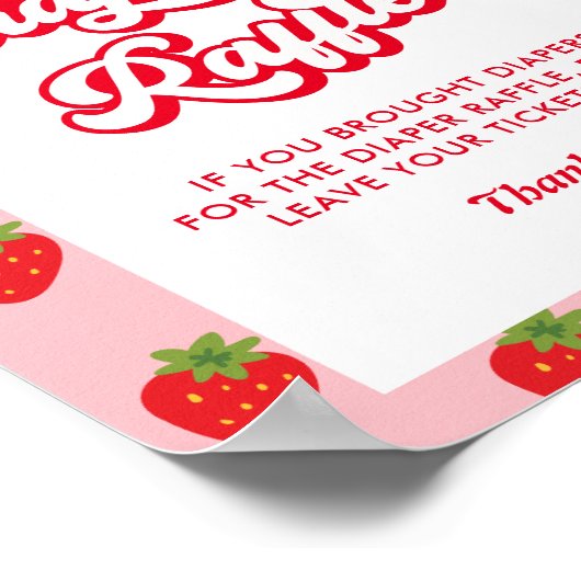 イチゴ赤ちゃんシャワーおむつラッフル ポスター (角)