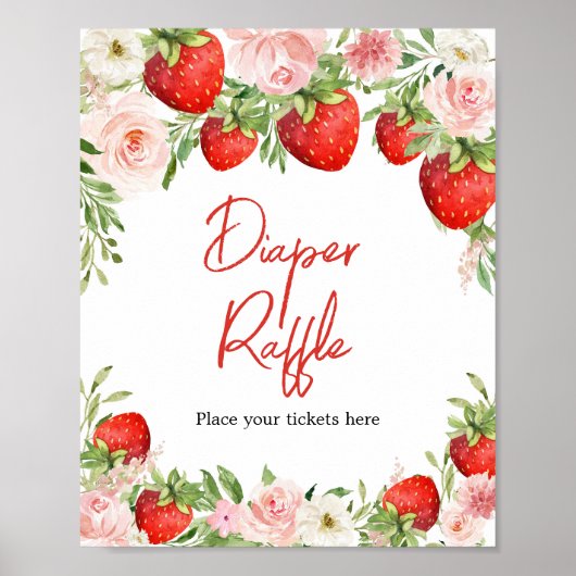 イチゴ赤ちゃんシャワーおむつラッフル ポスター (正面)