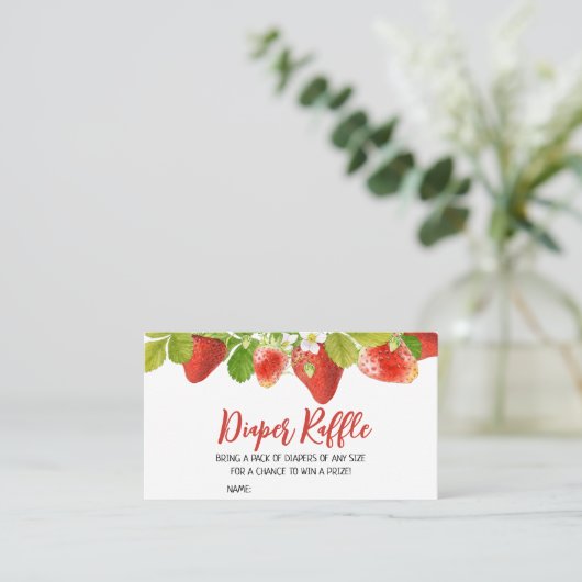 イチゴ赤ちゃんシャワーおむつラッフル 名刺 (スタンド正面)