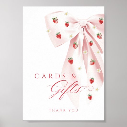 イチゴ赤ちゃんシャワーカード&ギフトテーブルサイン ポスター (正面)