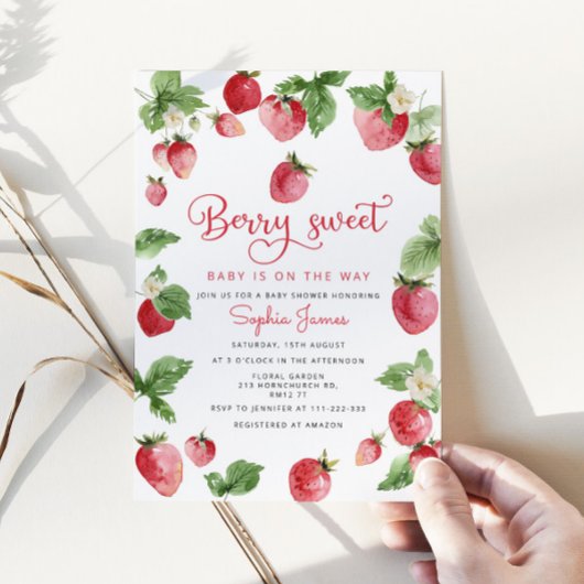 イチゴ赤ちゃんシャワーベリー甘い赤ちゃんシャワー 招待状