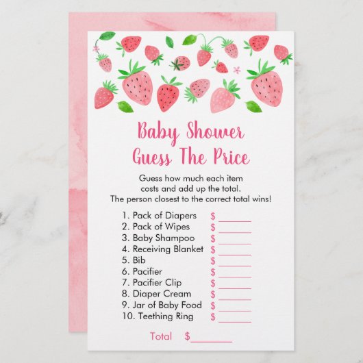 イチゴ赤ちゃんシャワー価格ゲームを推測 (正面/裏面)