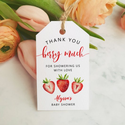 イチゴ赤ちゃんシャワー感謝ベリー多く ギフトタグ