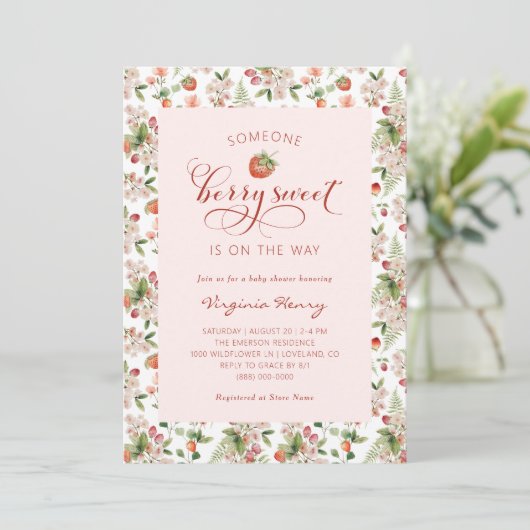 イチゴ赤ちゃんシャワー招待状 招待状 (スタンド正面)