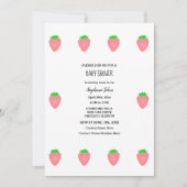 イチゴ赤ちゃんシャワー赤ちゃん女の子ピンク白かわいい 招待状 (正面)