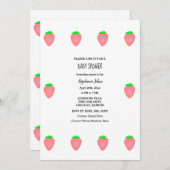 イチゴ赤ちゃんシャワー赤ちゃん女の子ピンク白かわいい 招待状 (正面/裏面)