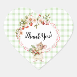 イチゴ赤ちゃんシャワー – 緑ありがとうステッカー ハートシール