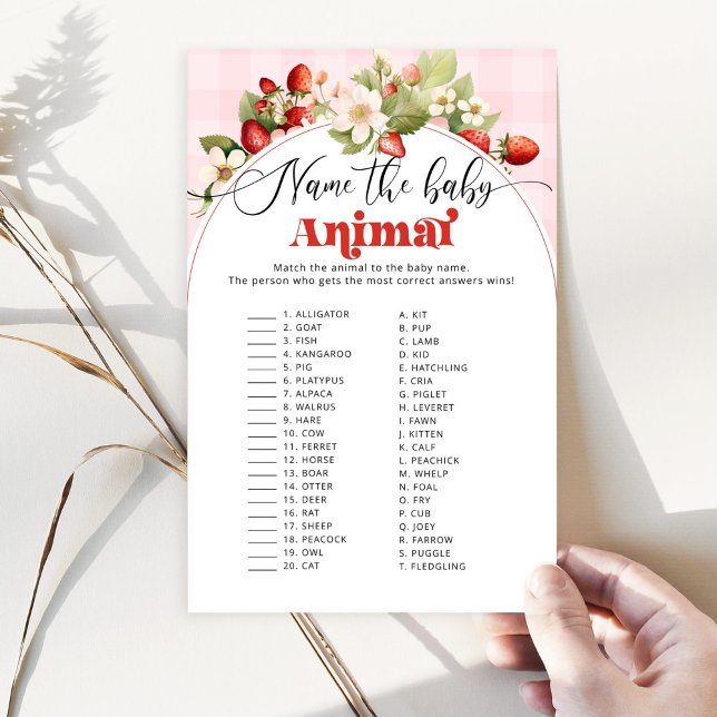 イチゴ赤ちゃん動物の赤ちゃんシャワーゲームに名前を付ける (クリエイターアップロード済み)