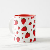 イチゴ赤白果食品模様 ツートーンマグカップ (正面左)