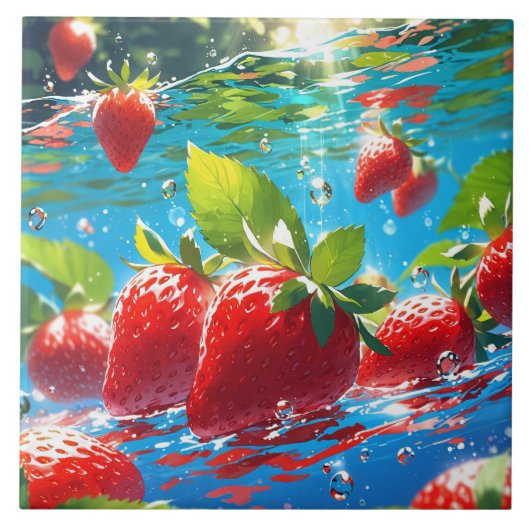 イチゴ陶磁器タイル タイル (正面)