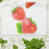 イチゴ飛んでいる キッチンタオル (折り畳み)