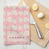 イチゴ魅力的パタガーリーーンのモノグラムの贈り物 キッチンタオル (四つ折り)