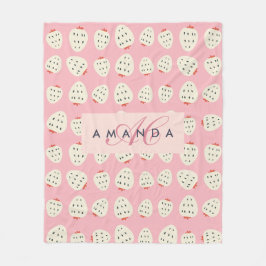 イチゴ魅力的パタガーリーーンのモノグラムの贈り物 フリースブランケット