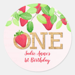 イチゴ1期誕生日ガールレッド素朴 ラウンドシール