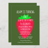 イチゴ1歳パーティー赤緑カスタム時代 招待状 (正面/裏面)