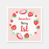 イチゴ1番目の誕生日ベリー最初 スタンダードカクテルナプキン (正面)